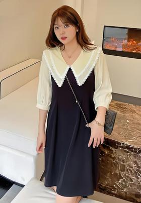 【诗铭洛可】（长款）X241长款蕾丝娃娃领连衣裙B21-2