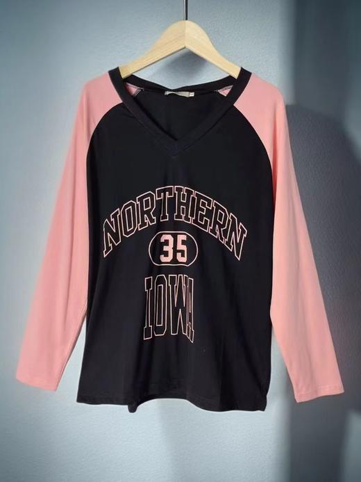 【诗铭洛可】0760V领字母35长袖T恤A16-3 商品图4