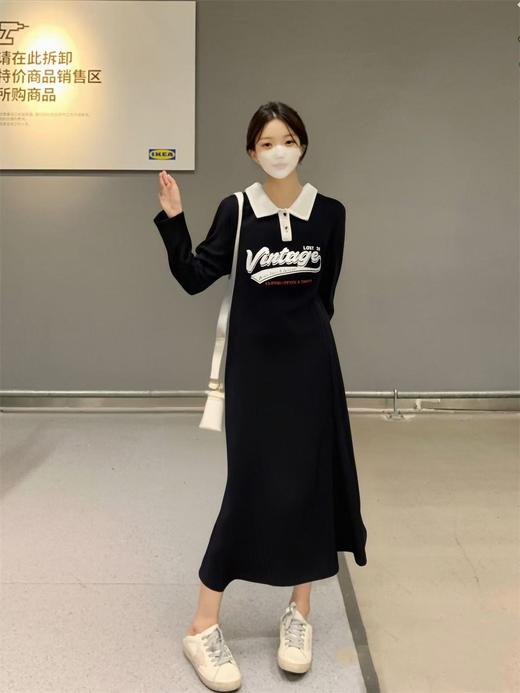 【诗铭洛可】XC7818连衣裙翻领POLO拼色长袖品质裙 商品图3