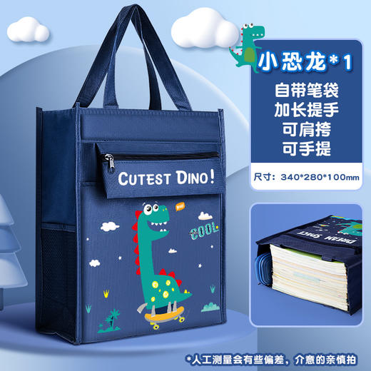 小学生书包补习袋笔袋帆布收纳文件袋（恐龙图案随机）简约帆布包/个 商品图0