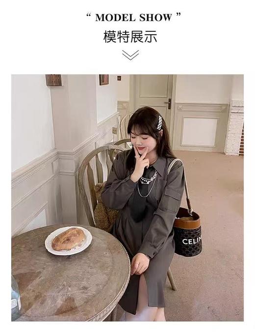 【诗铭洛可】XCA434连衣裙（无领结和配饰）长袖衬衫裙B22-2 商品图2