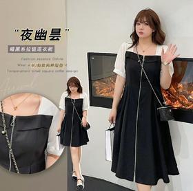 【诗铭洛可】（长款）XCA0013连衣裙暗黑拼色拉链连衣裙B10-2