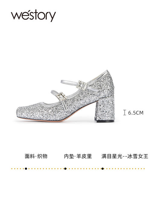 westory2024年春季新款粗跟高跟圆头玛丽珍单鞋优雅气质女鞋W24AE56741 商品图12