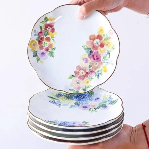 日本进口ceramic和蓝陶瓷甜品碟水果盘日式小吃碟子套装和蓝花音色花边五入盘16.5*2.5cm五入碗11*6.6cm一壶五杯茶具 商品图2