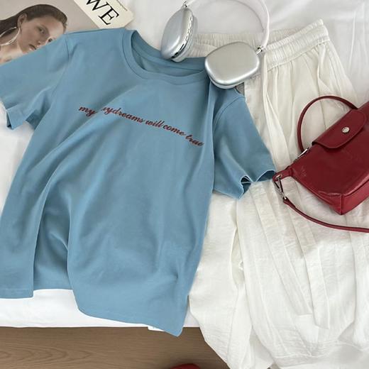 （小眠专属）“瓦尔登湖”蓝T恤  | 显白显瘦、优雅气质，夏日常备款，百搭时髦【72小时发货，周末顺延】 商品图1