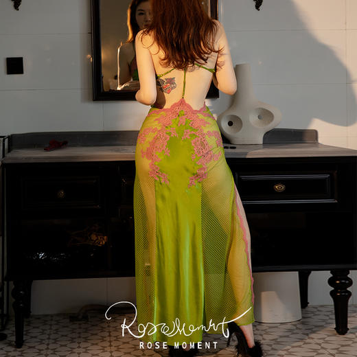 度假风性感露背高开叉真丝长裙  A250317 商品图9