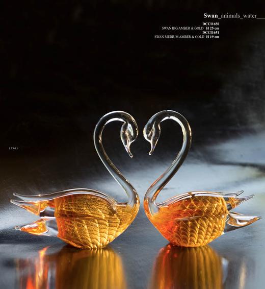 意大利进口杜西水晶摆件手工制作 福气满满金福袋/天鹅/海豚之恋水晶摆件 商品图3