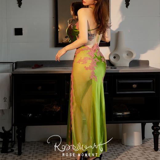 度假风性感露背高开叉真丝长裙  A250317 商品图8