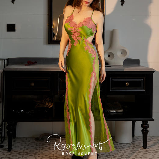 度假风性感露背高开叉真丝长裙  A250317 商品图7