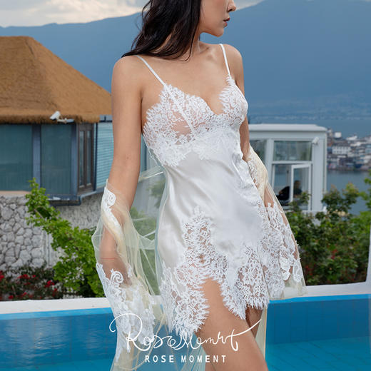 性感前开叉蕾丝胸杯真丝中裙 A250303 商品图5