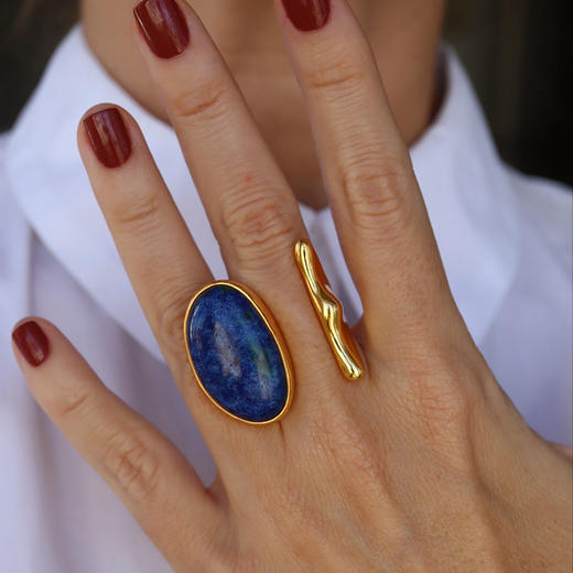 北京仓｜House of Fou-Fluid-大海色 开口 戒指［土耳其设计师］ 商品图0