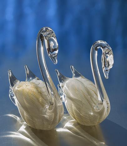 意大利进口杜西水晶摆件手工制作 福气满满金福袋/天鹅/海豚之恋水晶摆件 商品图2