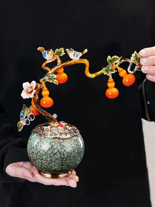 E-N-H0588-诺诗曼-五福临门珐琅彩摆件 商品图3