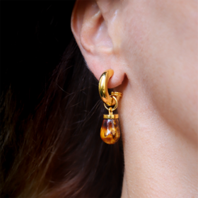 北京仓｜House of Fou-QTR-琥珀色 吊坠 耳环［土耳其设计师］