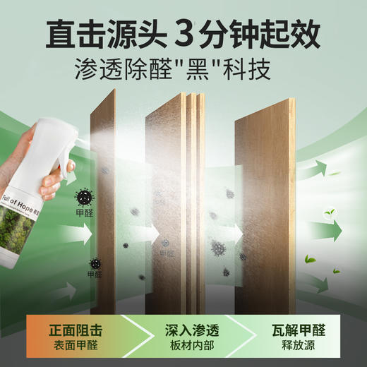 【热销】希望树除醛喷雾180ml*3瓶装 光触媒除甲醛 新房家用去甲醛喷雾 衣柜去异味强力净化 商品图2