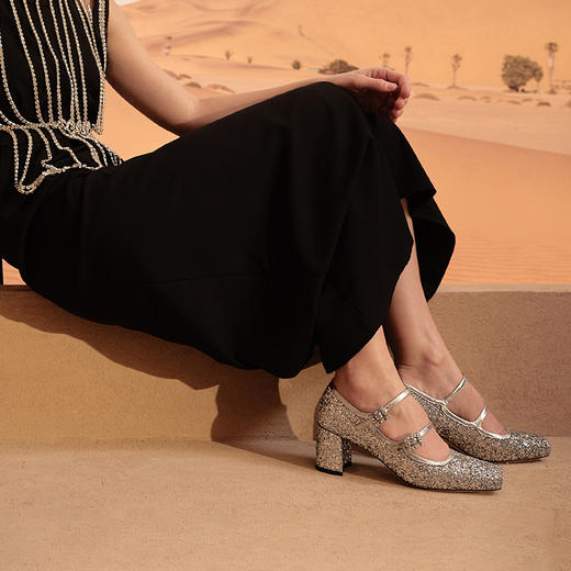 westory2024年春季新款粗跟高跟圆头玛丽珍单鞋优雅气质女鞋W24AE56741 商品图11