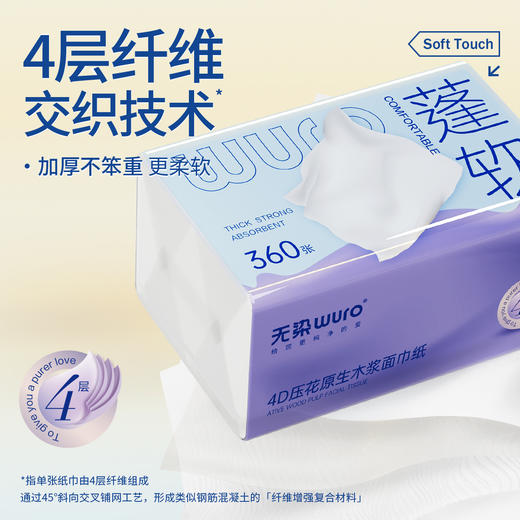 无染WURO原生木浆抽纸4层90抽20包 商品图2