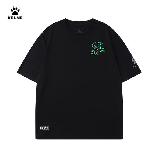 KELME卡尔美短袖T恤男女2025夏季足球运动休闲时尚印花薄款上衣 商品图1