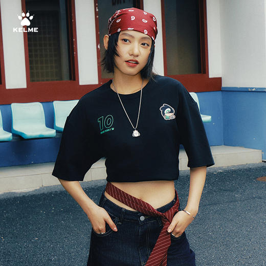 KELME卡尔美短袖T恤男女2025夏季足球时尚运动休闲印花圆领上衣 商品图0