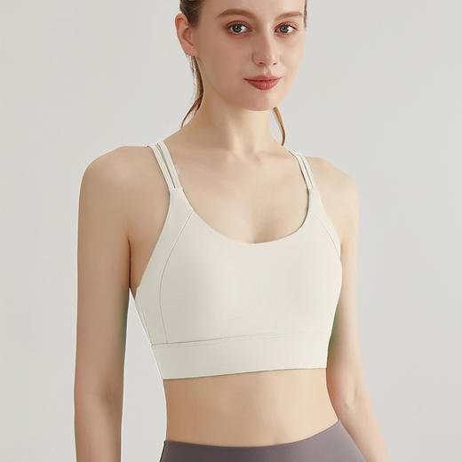 【运动必备】【交织美背，高弹稳固】新款女交叉美背高强度运动内衣一体式固定杯外穿防震聚拢细肩带瑜伽背心健身文胸100% 商品图3