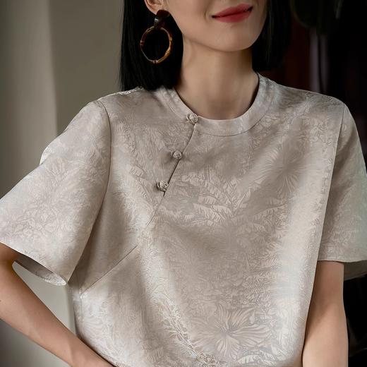 秋知屿风·新中式提花斜襟盘扣短袖，把东方诗意穿身上，岁月沉淀的优雅，清凉又贵气【3-5天发货】 商品图8