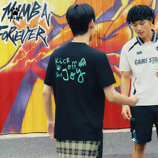 KELME卡尔美短袖T恤男女2025夏季足球时尚运动休闲印花圆领上衣 商品图3