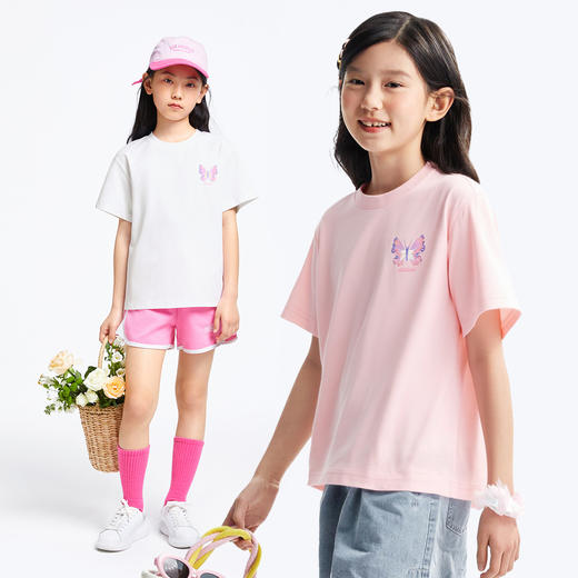 【凉感蝴蝶T】女童热卖圆领SORONA清新甜美短袖T恤上衣夏季新款安奈儿童装EG521169 商品图3