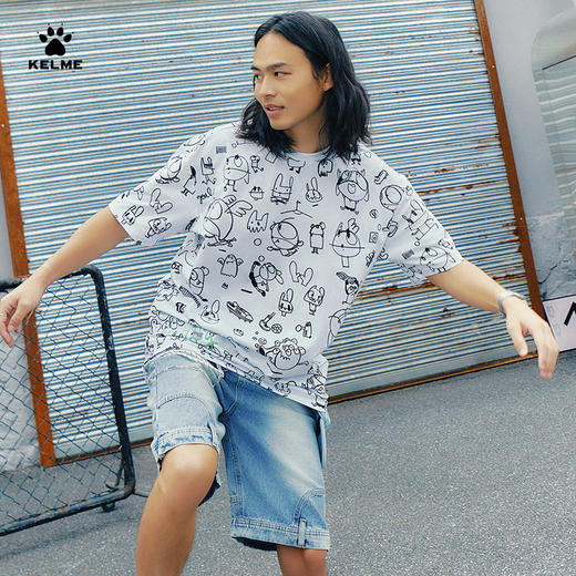 KELME卡尔美满印潮流短袖T恤男女夏季足球运动休闲时尚圆领上衣 商品图1