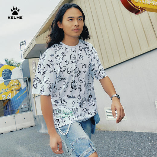 KELME卡尔美满印潮流短袖T恤男女夏季足球运动休闲时尚圆领上衣 商品图4