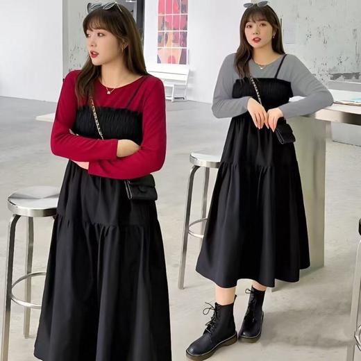 超级福利【诗铭洛可】2026XCY155针织拼接连衣裙撞色假两件裙 商品图3