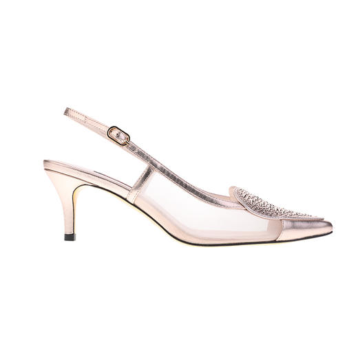 sheme心型水晶点缀透气网纱时尚性感女士中跟凉鞋可定制 商品图6