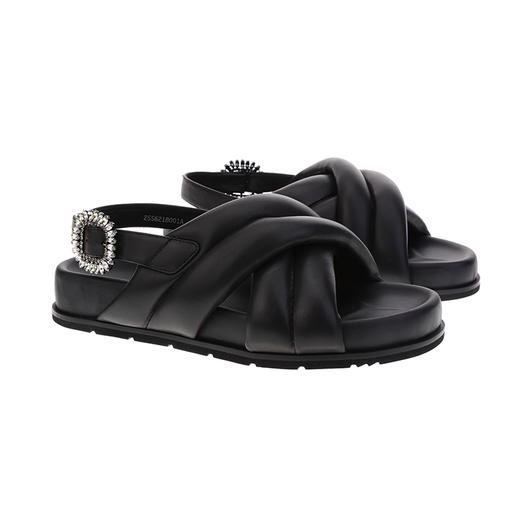 sheme柔软羊皮加厚泡棉水晶扣件舒适休闲条带女士凉鞋可定制 商品图5