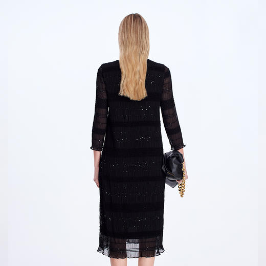 EITIE优雅温柔肌理感重工亮片压褶25年秋季新款连衣裙8307010 商品图4