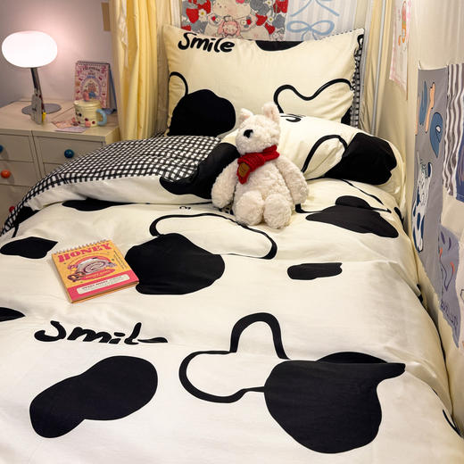 自然醒卡通花卉简约学生床套件40支全棉斜纹三件套ins宿舍床单床笠四件套JY 商品图4