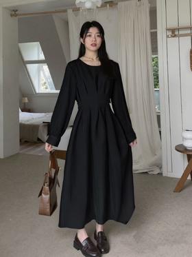 【诗铭洛可】XCA438长款连衣裙系腰带秋冬显瘦
