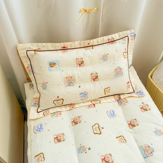 自然醒A类幼儿园全棉双层纱套件三件套六件套纯棉儿童被褥宝宝午睡床品JY 商品图11