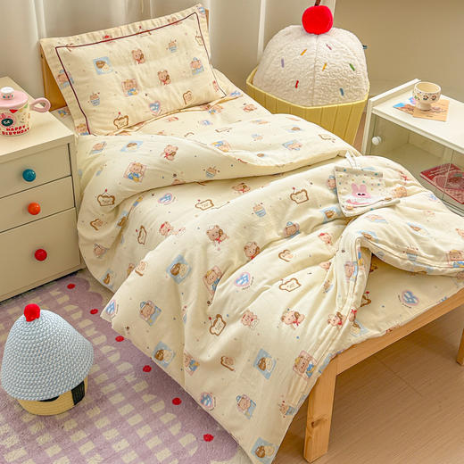 自然醒A类幼儿园全棉双层纱套件三件套六件套纯棉儿童被褥宝宝午睡床品JY 商品图8