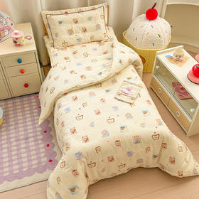 自然醒A类幼儿园全棉双层纱套件三件套六件套纯棉儿童被褥宝宝午睡床品JY