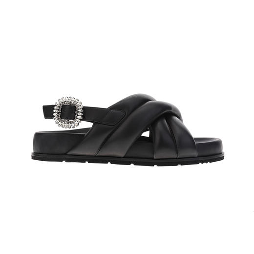 sheme柔软羊皮加厚泡棉水晶扣件舒适休闲条带女士凉鞋可定制 商品图0