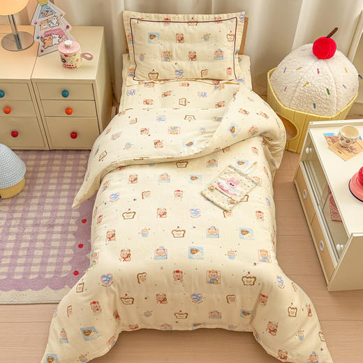 自然醒A类幼儿园全棉双层纱套件三件套六件套纯棉儿童被褥宝宝午睡床品JY 商品图3