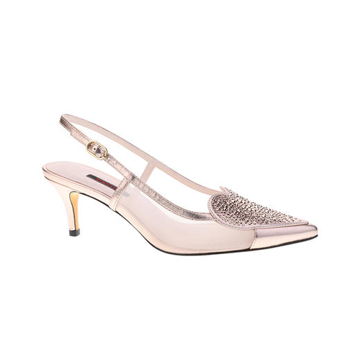 sheme心型水晶点缀透气网纱时尚性感女士中跟凉鞋可定制 商品图10