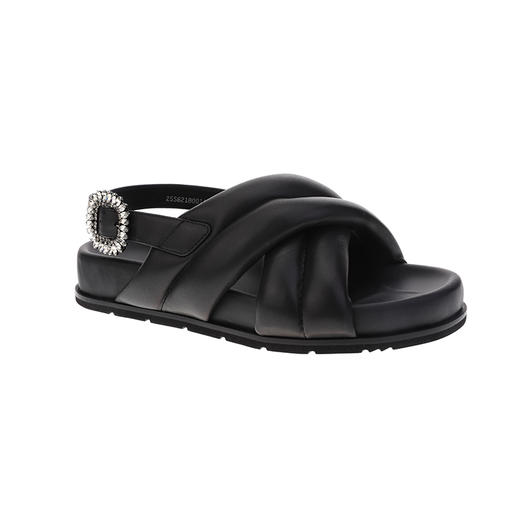 sheme柔软羊皮加厚泡棉水晶扣件舒适休闲条带女士凉鞋可定制 商品图4