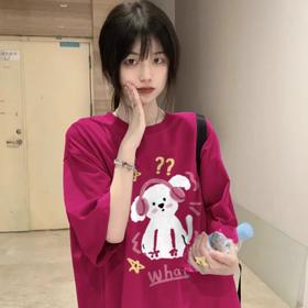 【爆款T恤❗美式复古卡通印花短袖】纯棉宽松显瘦，夏日穿搭神器，舒适又有设计感，宽松设计感卡通印花休闲上衣夏QQ