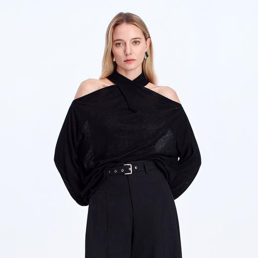 EITIE交叉挂脖露肩25秋季新款针织衫8301003 商品图5