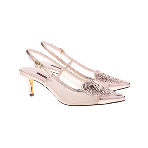 sheme心型水晶点缀透气网纱时尚性感女士中跟凉鞋可定制 商品图11