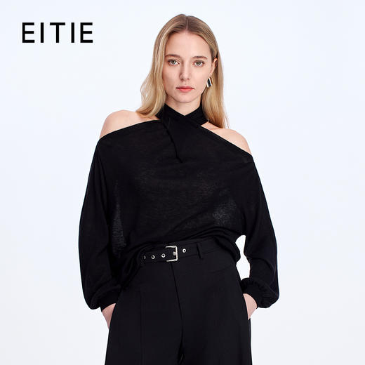EITIE交叉挂脖露肩25秋季新款针织衫8301003 商品图0
