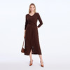 EITIE经典深咖收腰捏褶设计开叉设计25年秋季新款连衣裙8307011 商品缩略图1