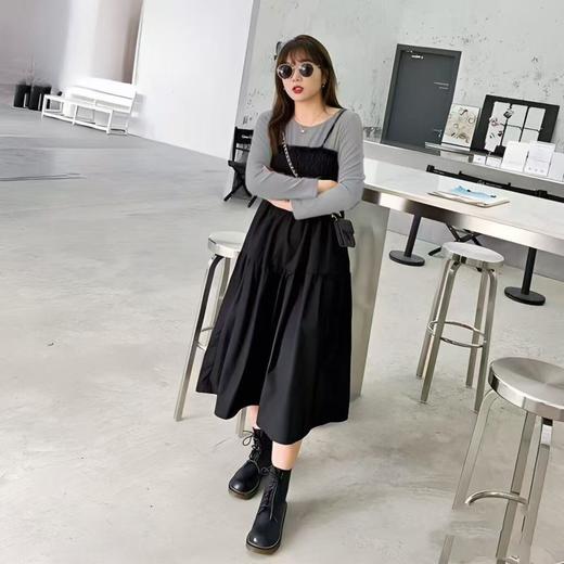 超级福利【诗铭洛可】2026XCY155针织拼接连衣裙撞色假两件裙 商品图1