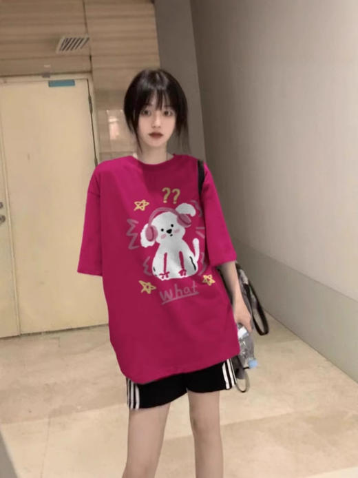 【爆款T恤❗美式复古卡通印花短袖】纯棉宽松显瘦，夏日穿搭神器，舒适又有设计感，宽松设计感卡通印花休闲上衣夏QQ 商品图3