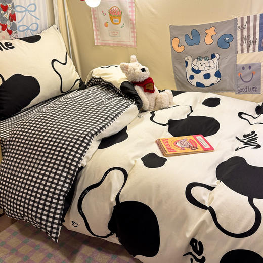自然醒卡通花卉简约学生床套件40支全棉斜纹三件套ins宿舍床单床笠四件套JY 商品图2